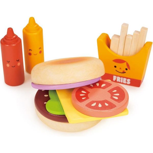Set Da Gioco Per Hamburger In Legno Mentari - Set Da Asporto Per Bambini-image