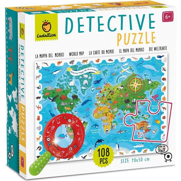 Ludattica Puzzle Mappa Del Mondo Degli Animali - Giocattolo Educativo Di Cartone-image