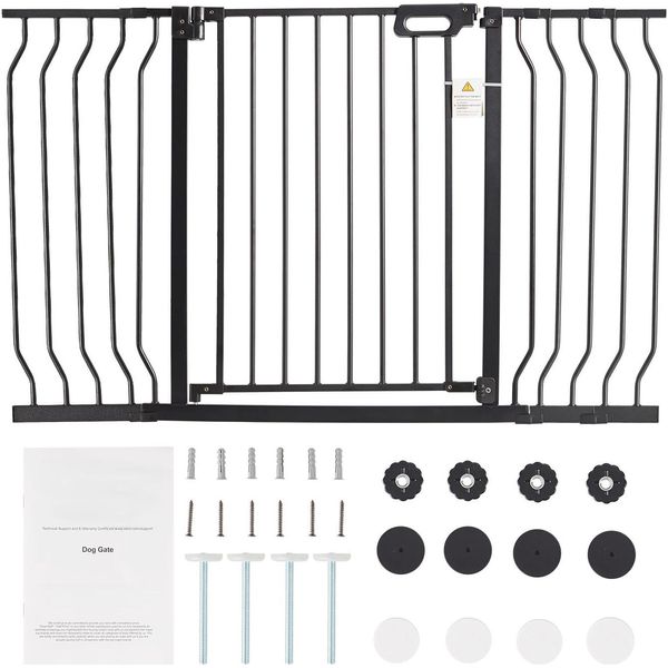 Cancelletto Per Bambini Succebuy, Cancelletto Per Cani Da 29,5 A 53 Pollici Di Larghezza Extra, 30 Pollici Di Altezza Per Scale E Porte, Facile Passaggio, Chiusura Automatica Del Cancelletto Per Bambini, Sicurezza Per Animali Domestici Con Kit Di Montaggio A Spinta E A Parete, Nero-image