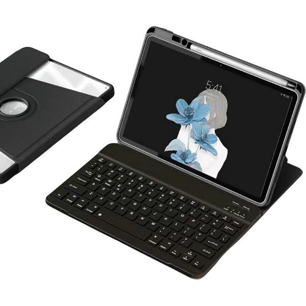 Inf Compatibile Con Ipad 9.7 Custodia Con Tastiera Bluetooth Girevole A 360°-image