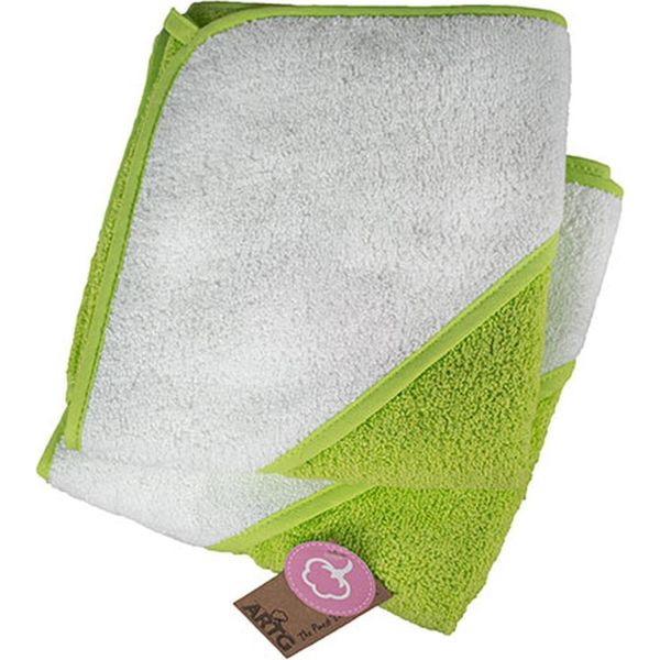 A&R 032.50 | Asciugamano Con Cappuccio Per Bambini / 75 X 75 Cm - Colore: Verde Lime/Verde Lime/Bianco - Dimensioni: 75 X 75 Cm-image