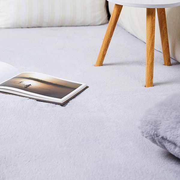 Tappeto A Pelo Alto Per Soggiorno Camera Da Letto Tappeto Moderno Shaggy Tappeto Soggiorno Grigio Chiaro, Dimensioni 120X160 Cm-image