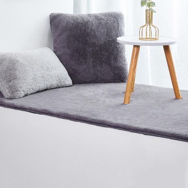 Tappeto A Pelo Alto Per Soggiorno Camera Da Letto Tappeto Moderno Shaggy Tappeto Soggiorno Grigio, Dimensioni 100X200 Cm-image