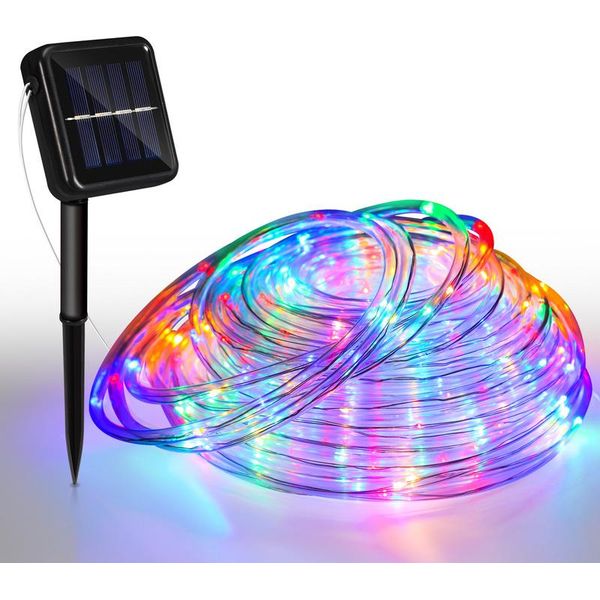 Tolletour Luce Solare A Corda Led Stringa Di Luce A Corda Per Esterni Rete Luminosa Rgb 30M-image