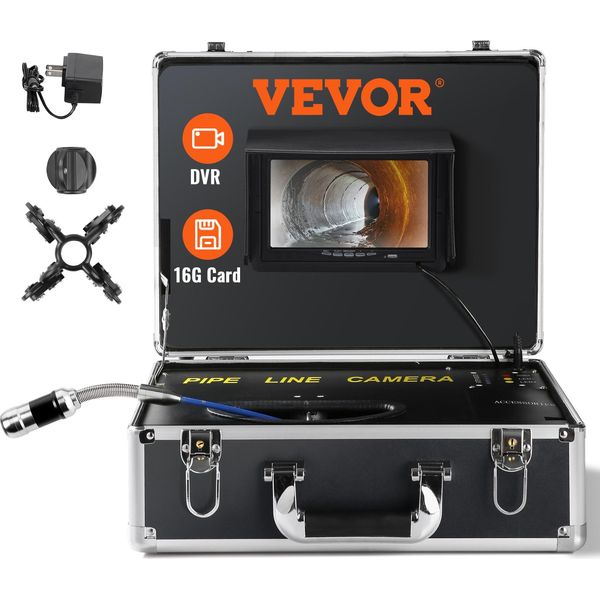Vevor Profi 7" 30M Telecamera Per Tubi Telecamera Per Fognature Telecamera Di Ispezione Endoscopio 1000TVL"-image