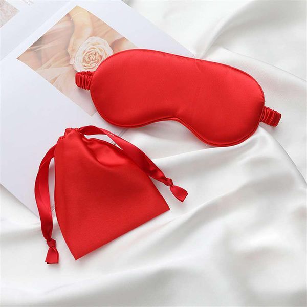 Set Di Mascherine Per Gli Occhi Rosse Per Dormire Con Borsa In Tessuto, Mascherine Per Gli Occhi Per Viaggi E Pause In Ufficio-image