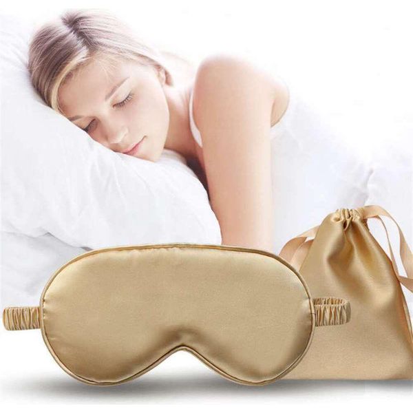 Set Di Mascherine Per Gli Occhi Dorate Con Borsa In Tessuto, Mascherine Per Gli Occhi Ombreggiate Per I Viaggi E Le Pause In Ufficio-image