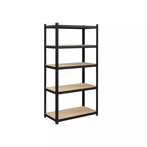 In And Outdoormatch Scaffale Kolby - Scaffale Per Carichi Pesanti - Set Di 2 - 180 X 90 X 40 Cm - Portata Fino A 875 Kg - Scaffale - Scaffale Senza Bulloni - Struttura In Acciaio Rinforzato - 5 Ripiani Regolabili - Nero-image