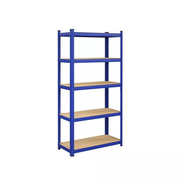 In And Outdoormatch Scaffale Theron - Scaffale Per Carichi Pesanti - Set Di 2 - 180 X 90 X 40 Cm - Portata Fino A 875 Kg - Scaffale - Scaffale A Innesto - Struttura In Acciaio Rinforzato - 5 Ripiani Regolabili - Blu-image