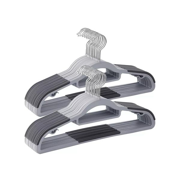 In And Outdoormatch Appendiabiti Cleora - 50 Pezzi - Grigio - Appendiabiti Per Pantaloni - Antiscivolo - Salvaspazio - 42 X 0,6 X 21,5 Cm-image
