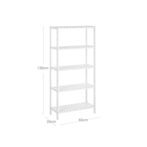 In And Outdoormatch Standing Storage Shelf Bamboo Justen - Scaffale Da Cucina - Scaffale Da Bagno - Mobili Da Bagno - 60X26X130Cm-image