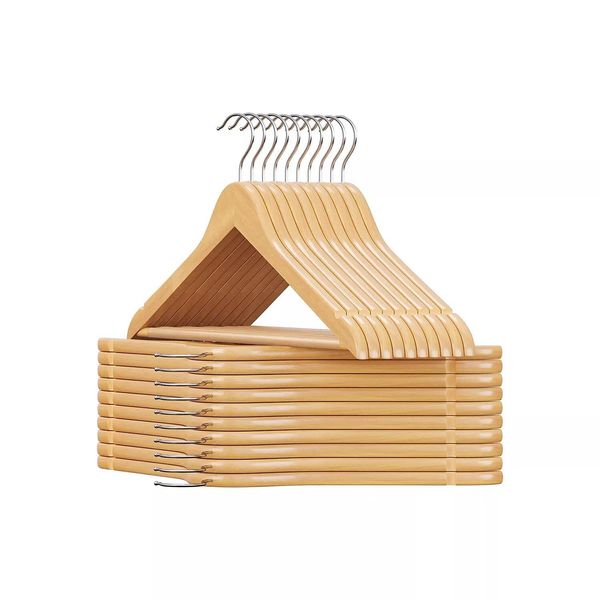 In And Outdoormatch Appendiabiti Deluxe Terrence - 10 Pezzi - Antiscivolo - Appendiabiti Per Pantaloni - Salvaspazio - 44,5 X 23 X 1,2 Cm - Legno-image