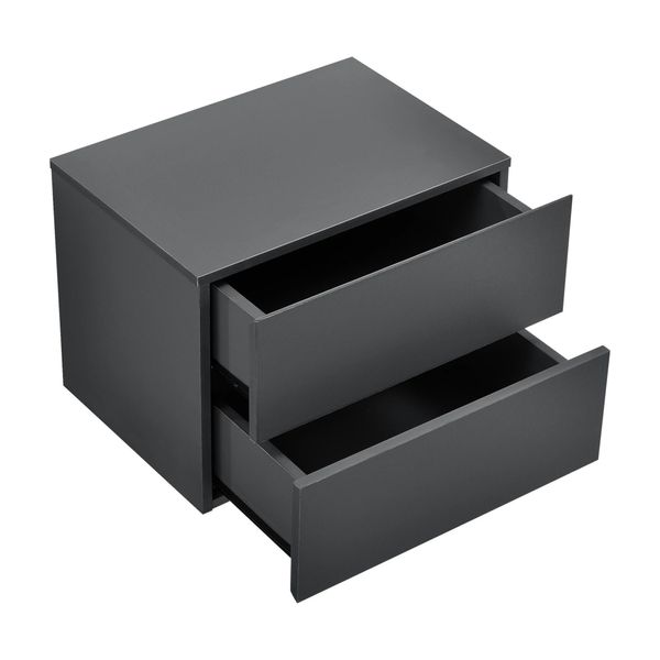 In And Outdoormatch Comodino Galleggiante Ignatius - 30 X 40 X 29 Cm - Con 2 Cassetti - Grigio Scuro - Truciolato - Look Elegante-image