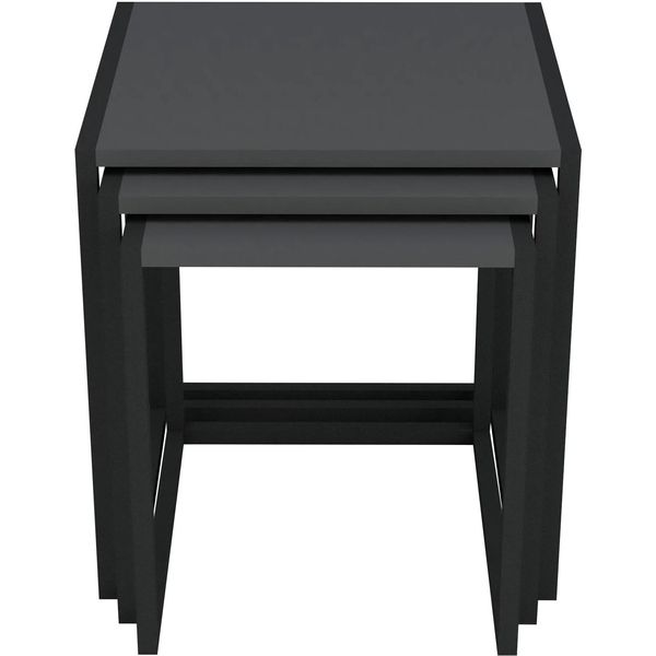 In And Outdoormatch Side Table Josefine - Set Di 3 - Nero E Antracite - Mdf E Metallo Verniciato A Polvere - Design Elegante - 55 X 60 X 30 Cm-image