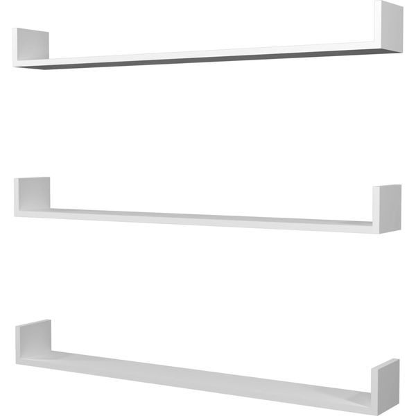 In And Outdoormatch Candace Scaffale A Muro - Set Di 3 - 12X120X15 Cm - Bianco - Truciolato - Design Moderno-image