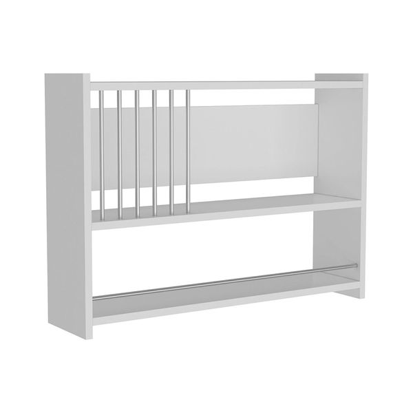 In And Outdoormatch Scaffale A Muro Damaris - 60X84X20 Cm - Bianco - Truciolare - Salvaspazio - Design Moderno-image