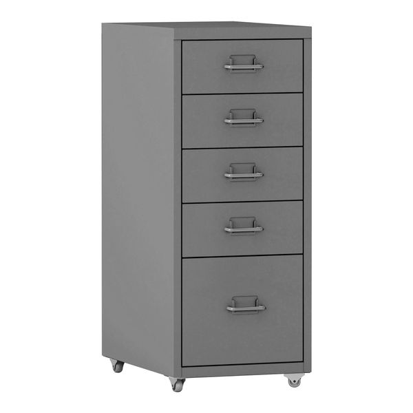 In And Outdoormatch Armadio Da Ufficio Leonora - Cassettiera - Su Rotelle - 69X28X41 Cm - Grigio - Acciaio - Design Elegante-image