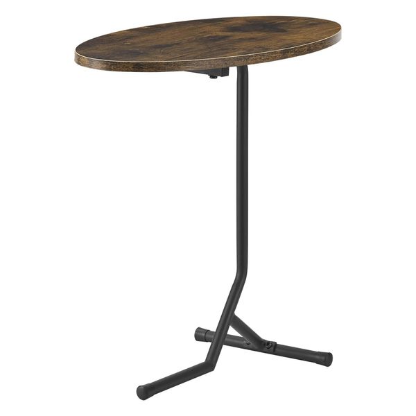 Tavolino In And Outdoormatch Malino - 55X60X30 Cm - Colori Legno E Nero - Mdf E Metallo Verniciato A Polvere - Design Elegante-image