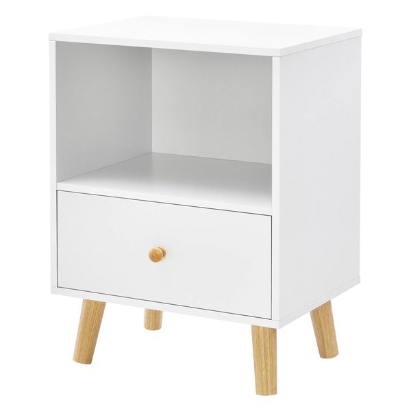 In And Outdoorcomodino Al - Con Cassetto E Vano A Giorno - 54X40X30 Cm - Bianco - Design Moderno-image