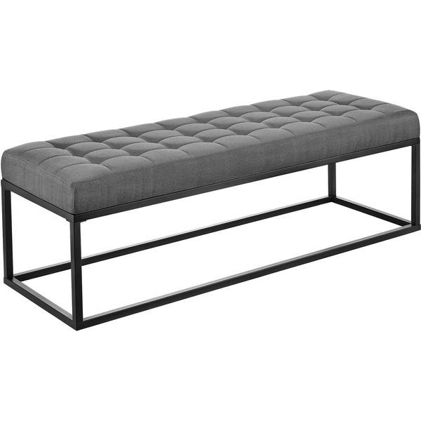 In And Outdoormatch Panca Da Ingresso Hailey - Panca Imbottita - Tessuto - 120 X 40 X 38 Cm - Grigio - Struttura In Metallo-image