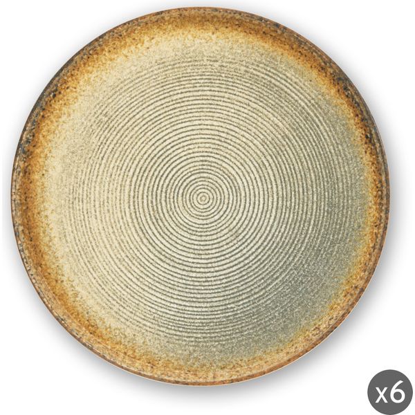 Excelsa Set Di 6 Piatti Piani In Ceramica Demetra 27X3 Cm Colorati-image