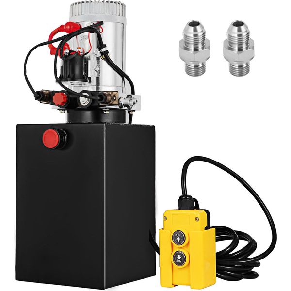Pompa Idraulica Vevor, Centralina Idraulica A Doppio Effetto, 12 V Dc, Pompa Per Rimorchi Ribaltabili, 3200 Psi, Centralina Idraulica Per Il Sollevamento Di Rimorchi Ribaltabili E Autovetture (12 Quart, Acciaio/Doppio Effetto)-image