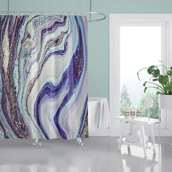 180X200 Cm Tenda Da Doccia In Poliestere Impermeabile E Resistente Alla Muffa, Tenda Da Doccia Moderna Con Stampa Digitale Semplice Per Il Bagno, Stile 6-image