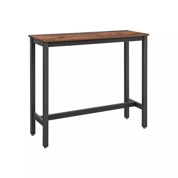 In And Outdoormatch Tavolo Da Bar Lesley - Rettangolare - Industriale - Tavolo Da Bar Per Interni Ed Esterni - Metallo E Legno - 120X40X100Cm-image