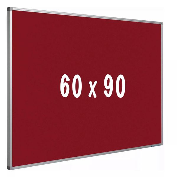 Bacheca In Sughero Pro Daugherty - Telaio In Alluminio - Montaggio Facile - Puntine - Rosso - Bacheca - 60X90Cm-image