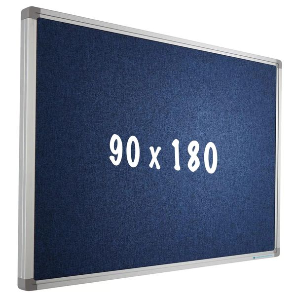 Bacheca Camira In Tessuto Pro Pasquale - Telaio In Alluminio - Montaggio Facile - Puntine - Blu - Bacheche - 90X180Cm-image