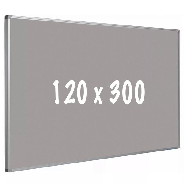 Lavagna In Sughero Pro Demetrius - Telaio In Alluminio - Montaggio Facile - Puntine - Grigio - Lavagne - 120X300Cm-image
