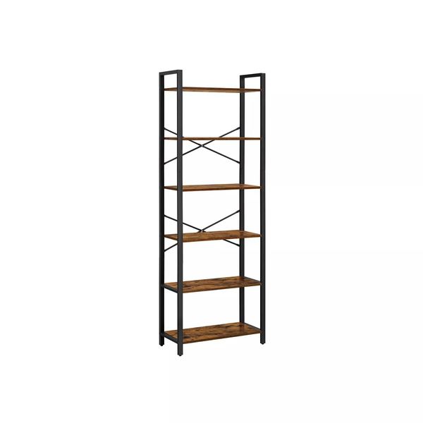 In And Outdoormatch Libreria Industriale Lambert - 6 Livelli - Libreria - Soggiorno, Camera Da Letto E Camera Dei Bambini - Legno - Mdf - 66X30X186Cm-image