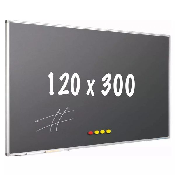 Lavagna Pro Courtney - Magnetica - Lavagna - Facile Da Montare - Acciaio Smaltato - Grigio - 120X300Cm-image