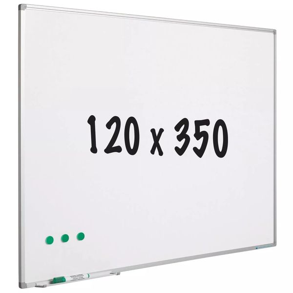 Lavagna Bianca Kelley - Acciaio Laccato - Magnetica - Bianco - 120X350Cm-image