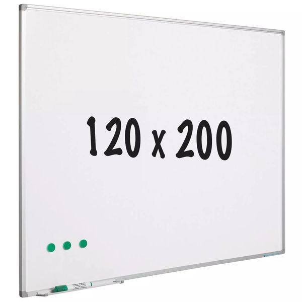 Lavagna Bianca In Acciaio Smaltato Alex - Bianco - Magnetica - 120X200Cm-image