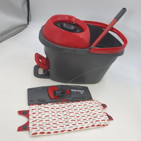 Vileda Ultramax Turbo 2In1 Floor Mop Set Completo | Sistema Mop Con Manico Telescopico (75-130 Cm), Copertura In Microfibra E Secchio Con Idropulitrice | Per Piastrelle, Laminato E Parquet | Confezione Ecologica-image