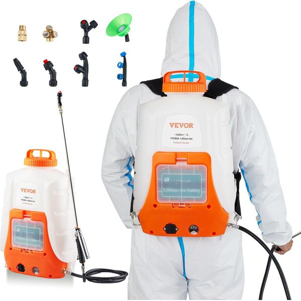 Spruzzatore Per La Protezione Delle Piante Spruzzatore A Zaino Da 15L Con Batteria Agli Ioni Di Litio Da 8Ah Spruzzatore A Pressione Da 90PSI Spruzzatore Per Fertilizzanti Da 4,1L/Min Spruzzatore Da Giardino Con Spallacci-image