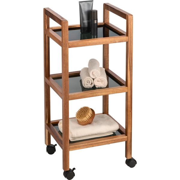 Wenko Scaffale Rotante Mod. Fondi, 3 Ripiani, In Legno Di Acacia-image