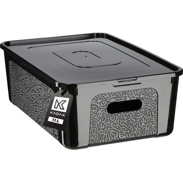 Contenitore In Plastica Kadax 11L Con Coperchio, Organizzatore Di Scatole Nere Con Serratura-image