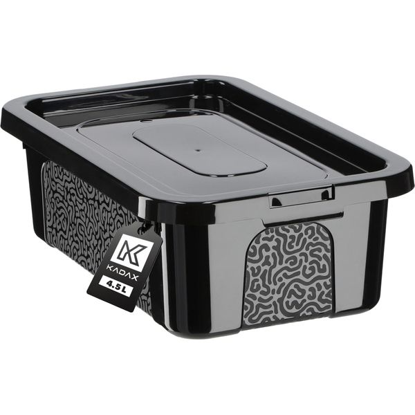 Contenitore In Plastica Kadax Da 4,5 L Con Coperchio, Nero Con Chiusura A Chiave-image