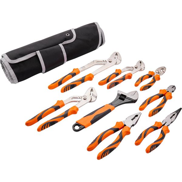 Set Di Pinze Succebuy, 8 Pezzi, Acciaio Al Carbonio, Pinze Per Giunti Scanalati Da 12"/10""/8"", Pinze Per Guardalinee Da 8"", Pinze Per Pompe Dell'acqua Da 6"", Pinze Ad Ago Da 8"", Tronchesi Da 6"""-image