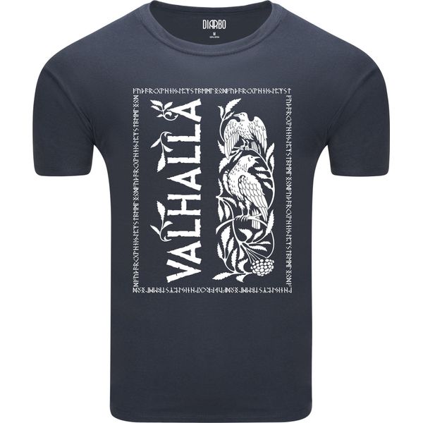 T-Shirt Diarbo Da Uomo Con Stampa Vichinga Walhalla KräHt Grigio Scuro Taglia Xl-image