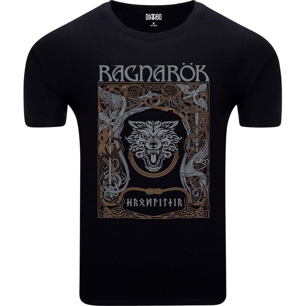 Diarbo T-Shirt Da Uomo Con Stampa Vichinga Ragnarok Nera Taglia L-image
