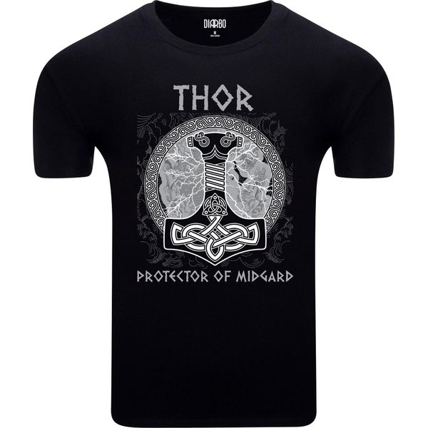 T-Shirt Da Uomo Diarbo Con Stampa Vichinga Thor Nero Taglia M-image