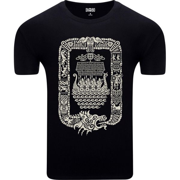 Diarbo T-Shirt Da Uomo Con Stampa Vichinga Drakkar Nero Taglia M-image