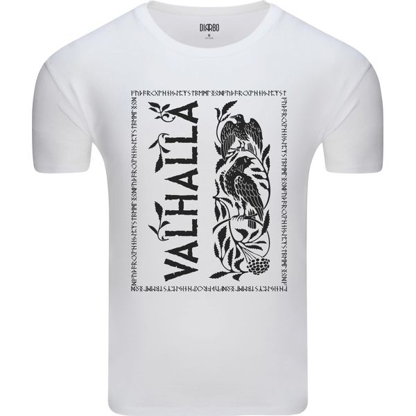 Diarbo T-Shirt Da Uomo Con Stampa Vichinga Walhalla KräHt Bianca Taglia S-image