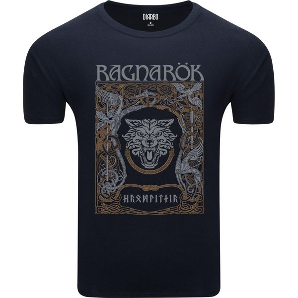 T-Shirt Da Uomo Diarbo Con Stampa Vichinga Ragnarok Blu Scuro Taglia Xl-image