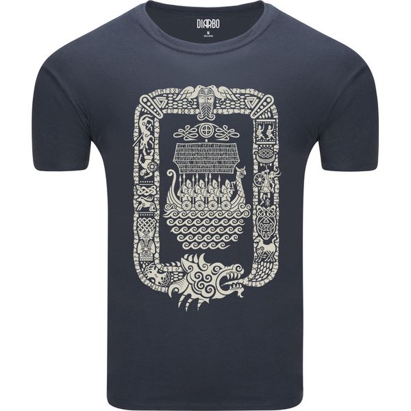 Diarbo T-Shirt Da Uomo Con Stampa Vichinga Drakkar Grigio Scuro Taglia M-image