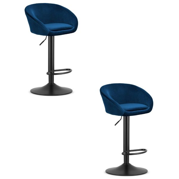 Hocker Orientale - Velluto Blu Navy / Base Nera X 2-image