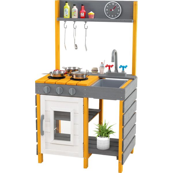 Costway Cucina Di Fango Per Bambini All'aperto, Cucina Per Bambini Con Accessori, Fornelli Realistici, Rubinetto, Lavello E Forno, Cucina Da Gioco, Cucina Da Giardino Per Bambini 3+-image